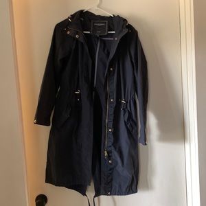 Ilse Jacobsen navy blue rain coat.